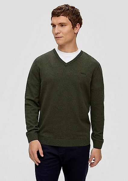 s.Oliver V-Ausschnitt-Pullover Pullover (1-tlg) V-Ausschnitt, langarm, Logo günstig online kaufen