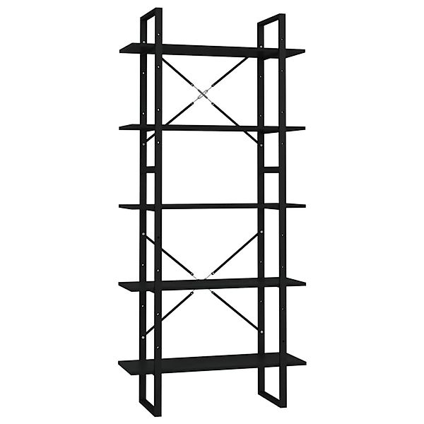 VidaXL Bücherregal 5 Fächer Schwarz 80x30x175 cm Holzwerkstoff günstig online kaufen