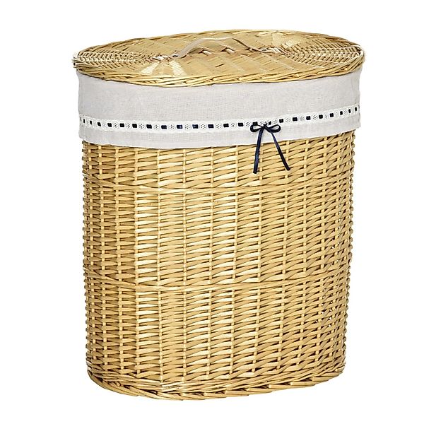 HOMCOM Wäschekorb Weidenrute geflochten mit Wäschesack mit Deckel (Wäschesa günstig online kaufen