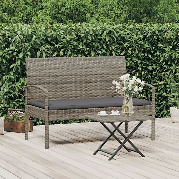 Vidaxl Gartenbank Mit Kissen Grau 105 Cm Poly Rattan günstig online kaufen