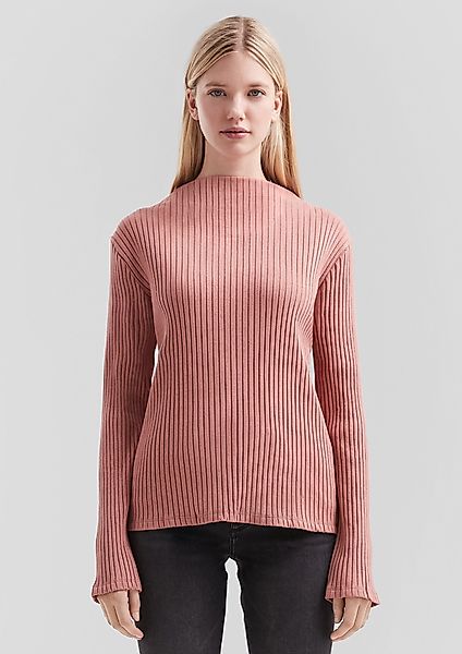 QS Langarmshirt Geripptes Langarmshirt mit Stehkragen günstig online kaufen