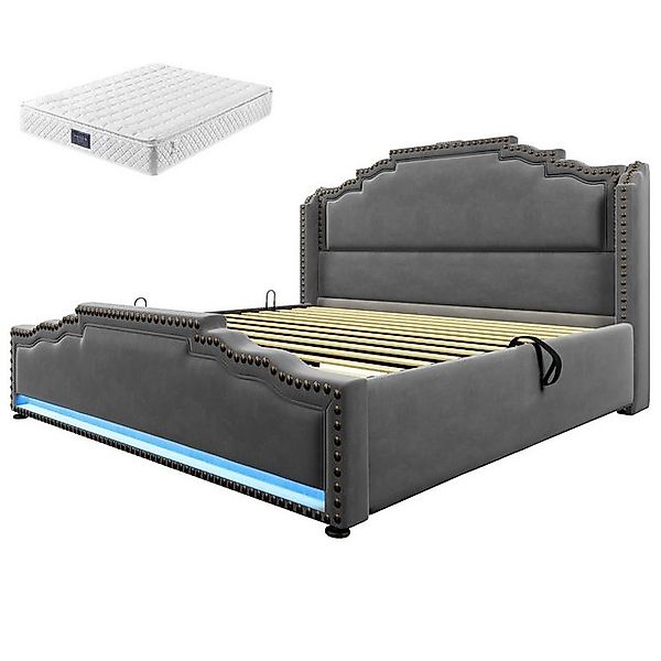 Gotagee Polsterbett Doppelbett 140x200cm Stauraumbett und Jugendbett mit St günstig online kaufen