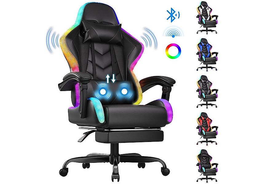 HOMALL Gaming-Stuhl mit LED,Ergonomisch,Fußstütze,computerstuhl,gaming stuh günstig online kaufen