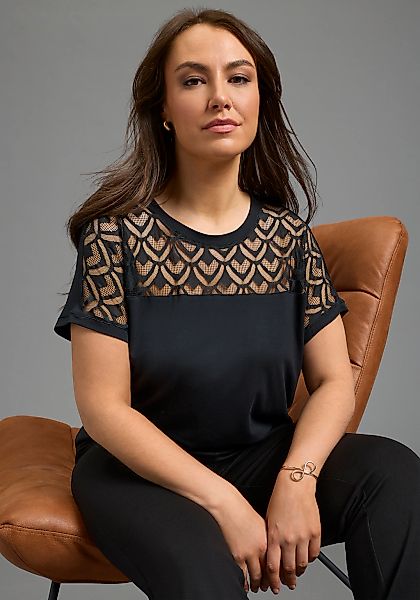 Laura Scott CURVE T-Shirt figurumspielende Passform, mit Rundhalsausschnitt günstig online kaufen