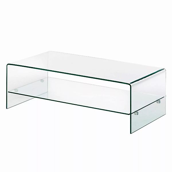 home24 Fredriks Couchtisch Drap Glas Transparent Rechteckig Modern 110x35x5 günstig online kaufen