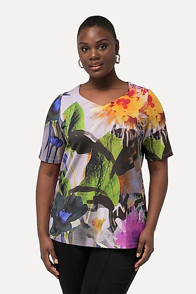 Ulla Popken T-Shirt Slinkyshirt Blüten Herzausschnitt günstig online kaufen