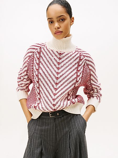 Tommy Hilfiger Strickpullover TEXTURED CABLE MOCK-NK günstig online kaufen