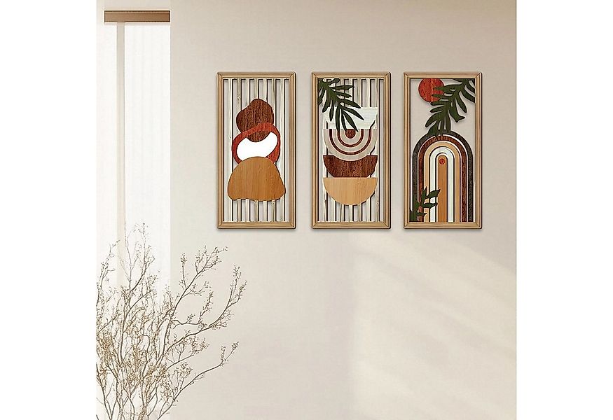 OKWISH Wanddekoobjekt 3er Boho Wandkunst Set Wanddeko Bild (Abstrakte Kunst günstig online kaufen