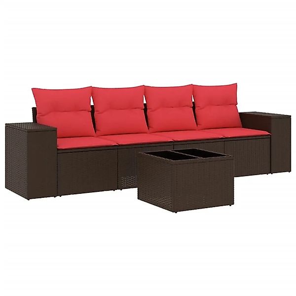vidaXL 5-Tlg Gartensofa-Set mit Kissen Braun Polyrattan 3222293 günstig online kaufen