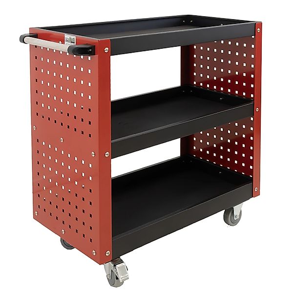 TRUTZHOLM Werkstattwagen 3 Etagen Stahl auf Rollen bis 300kg Tragkraft Rot günstig online kaufen