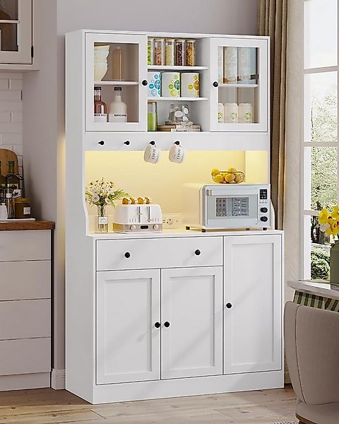 MSMASK Küchenbuffet Küchenschrank Sideboard mit LED, Arbeitsplatte,Schublad günstig online kaufen