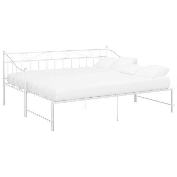 vidaXL Bett Ausziehsofa Bettgestell Weiß Metall günstig online kaufen
