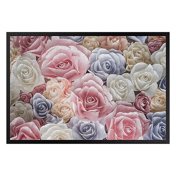 Fußmatte Blumen Pastell Paper Art Rosen günstig online kaufen