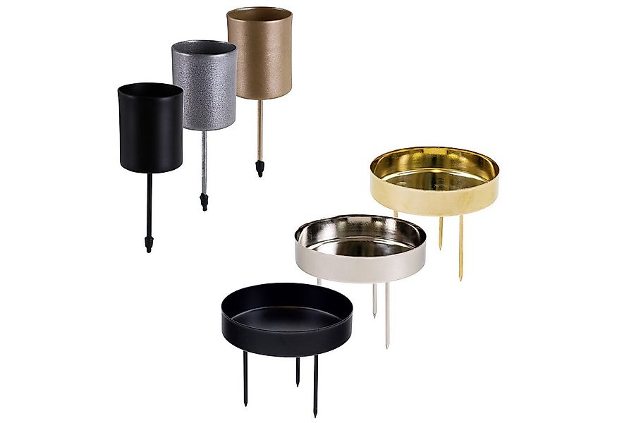 matches21 HOME & HOBBY Kerzenhalter Kerzenteller 4er Set Metall Gold mit St günstig online kaufen