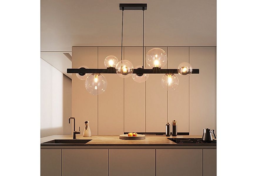 ZMH Pendelleuchte Esszimmer 8 Flammig G9 Glaskugel Retro 174 CM Hängelampe günstig online kaufen