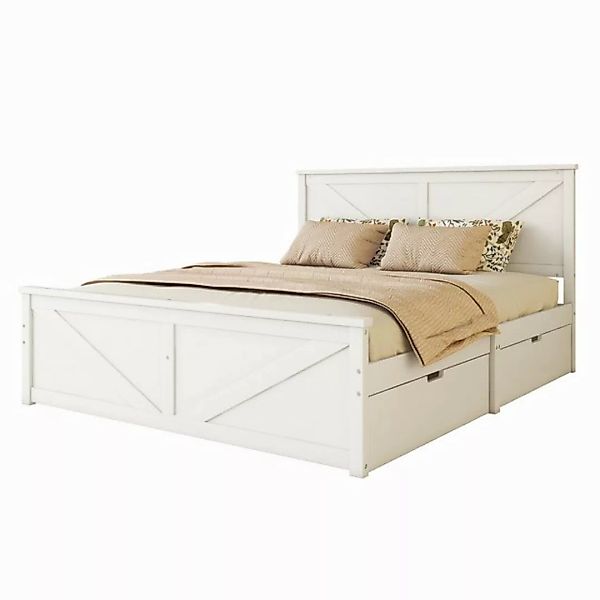 OKWISH Funktionsbett Holzbett Plattformbet Doppelbett Stauraumbett, 160x200 günstig online kaufen