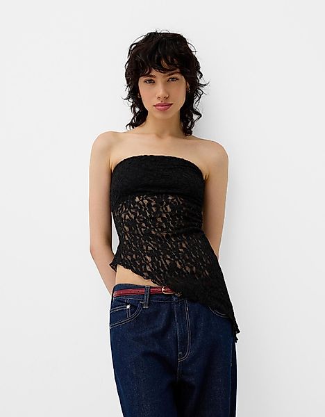 Bershka Rustikales Bandeau-Top Damen Xs Schwarz günstig online kaufen