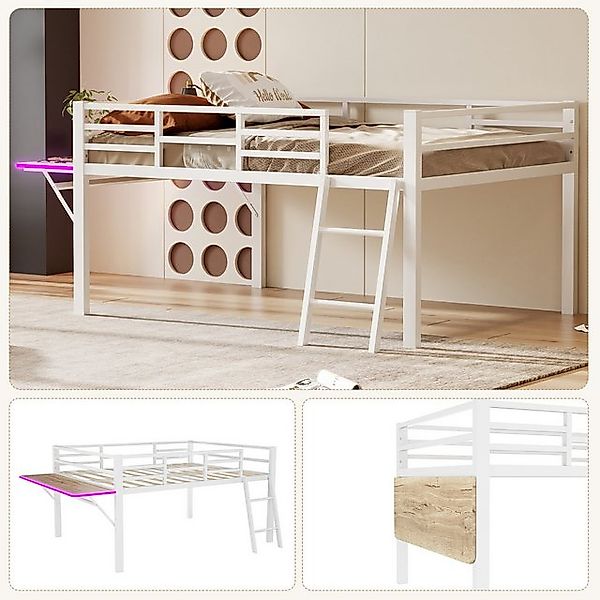 HAUSS SPOLE Kinderbett 140x200cm mit Schreibtisch, Ferngesteuertes LED-Lich günstig online kaufen
