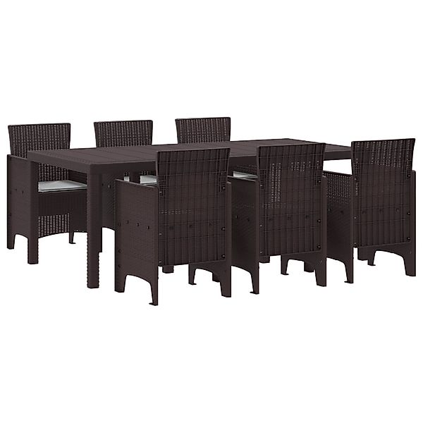 vidaXL 7-Teiliges Garten Essset mit Kissen Braun Poly Rattan 3378719 günstig online kaufen