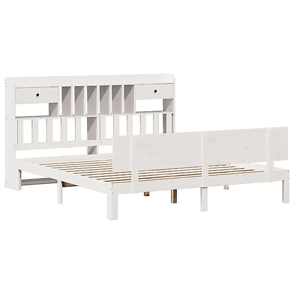 vidaXL Massivholzbett mit Regal ohne Matratze Weiß 180x200 cm Kiefer 332269 günstig online kaufen
