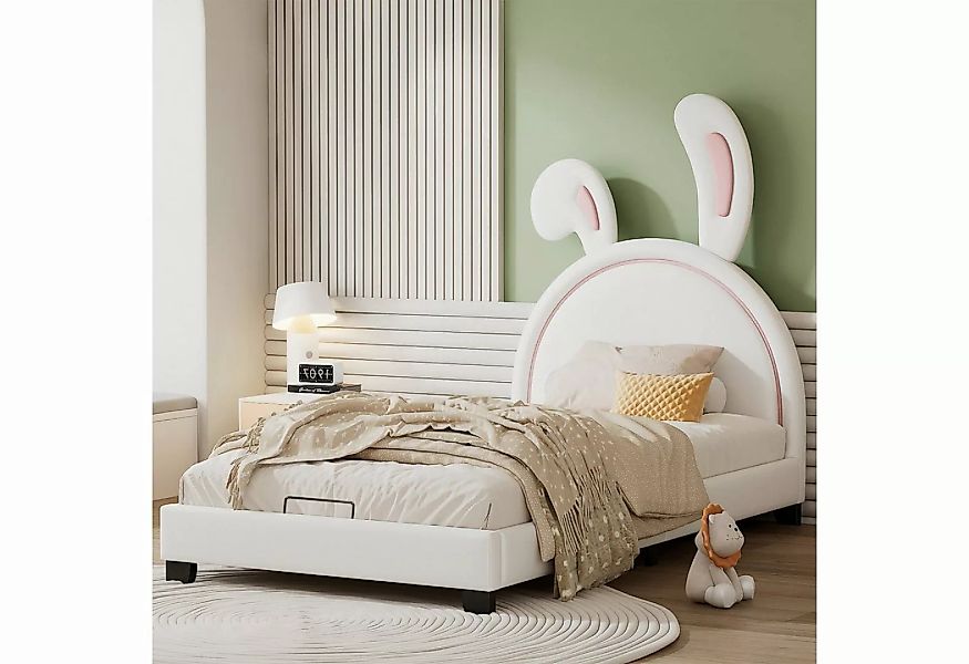 Celya Kinderbett Polsterbett Kinderbett 90 × 200cm, Hasenohrform Bett,rosa, günstig online kaufen