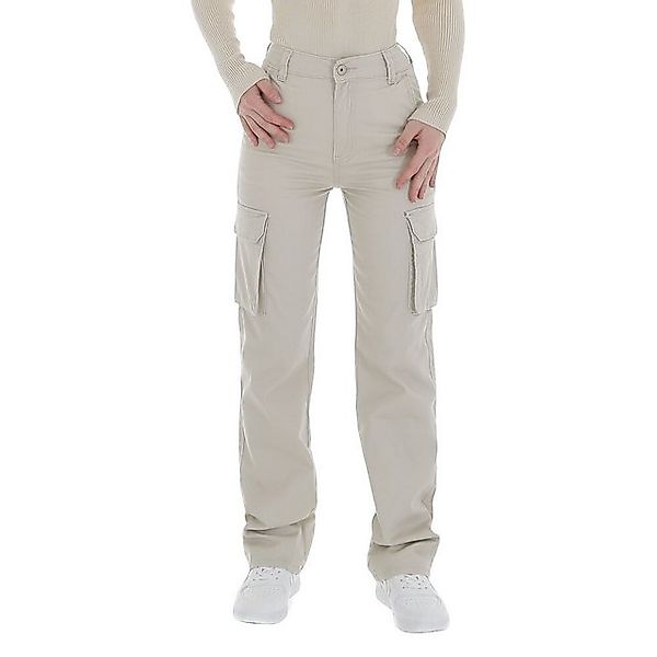 Ital-Design Cargohose Damen Freizeit (86746047) Stretch Stoffhose in Creme günstig online kaufen