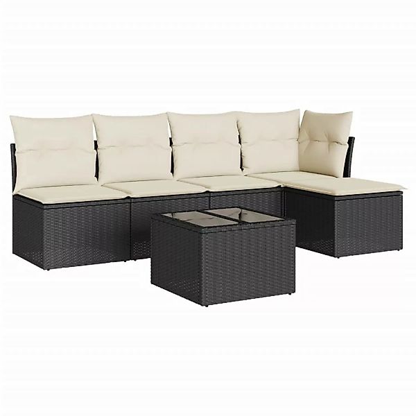 vidaXL 6-Tlg Garten-Sofagarnitur mit Kissen Schwarz Poly Rattan 3249365 günstig online kaufen