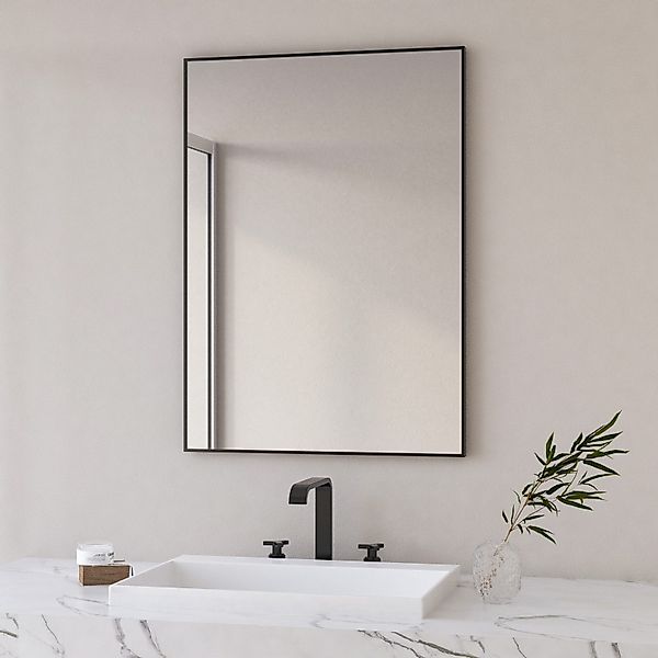 Hopibath Badspiegel mit Alurahmen Wandspiegel Schwarz günstig online kaufen