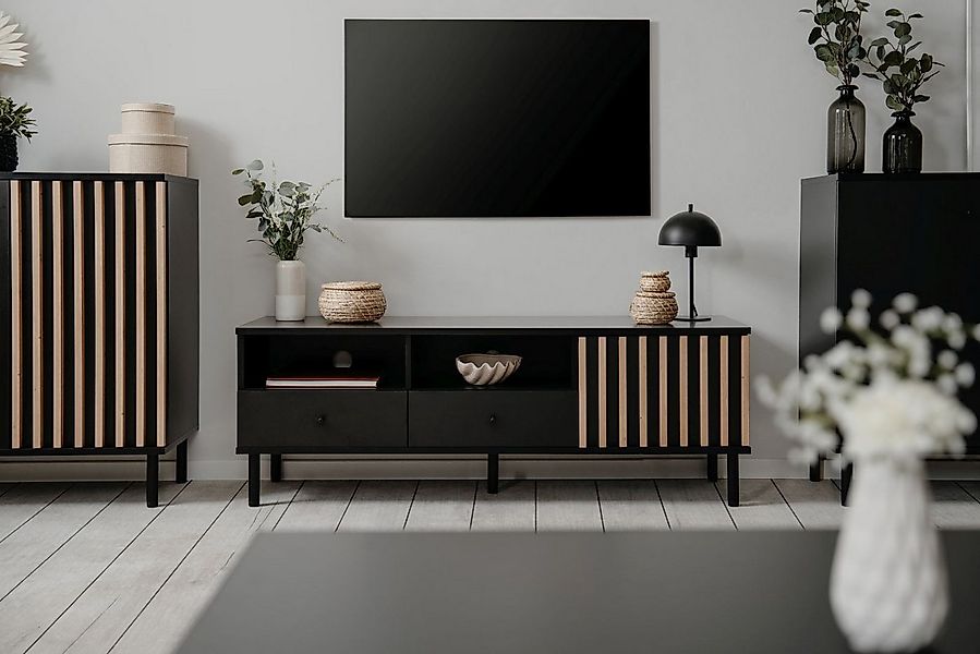 möbelvita TV-Board TV-Board Milan 56A schwarz / Dekor Artisan Oak günstig online kaufen