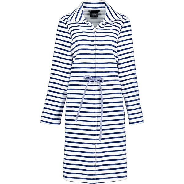 Cawö - Damen Bademantel Reißverschluss Breton 6597 - Farbe: navy - 16 - M günstig online kaufen