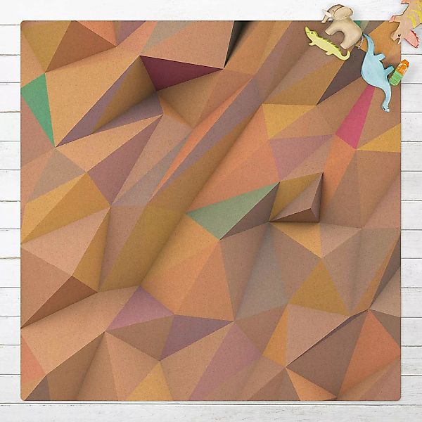 Kork-Teppich Geometrische Pastell Dreiecke in 3D günstig online kaufen