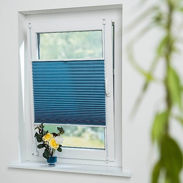 Liedeco Plissee "Jeansblue" Lichtschutz ohne Bohren verspannt günstig online kaufen