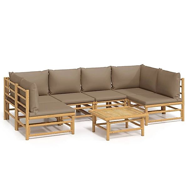 vidaXL Gartenlounge-Set 7-tlg. Garten-Lounge-Set mit Taupe günstig online kaufen