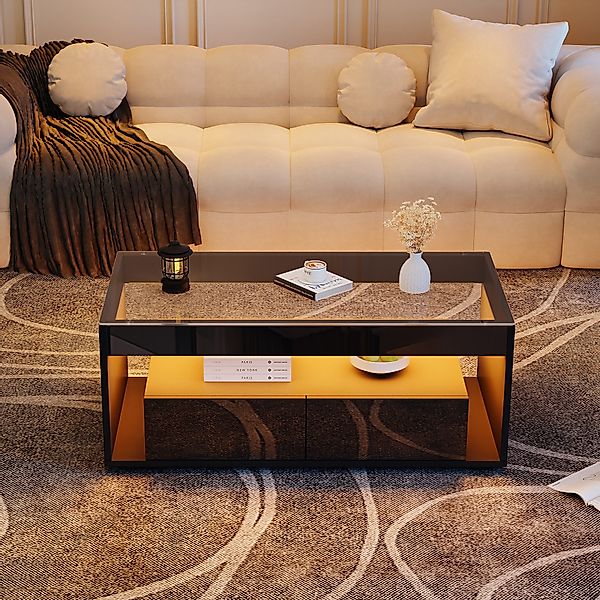 OKWISH Couchtisch mit 16-farbigem LED-Licht (Satztisch, günstig online kaufen