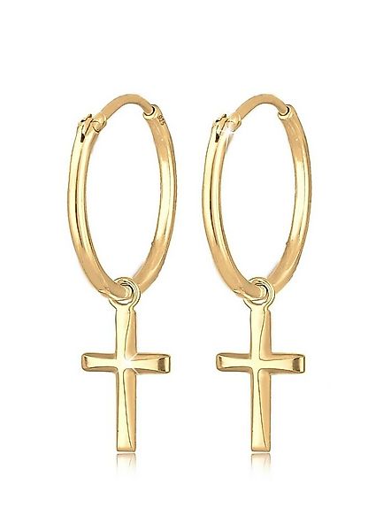 Elli Paar Creolen Creolen Hänger Kreuz Religion 925 Silber günstig online kaufen