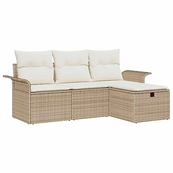 vidaXL Gartensofa-set mit Kissen 4-Tlg Beige und Creme Poly-Rattan 3358850 günstig online kaufen