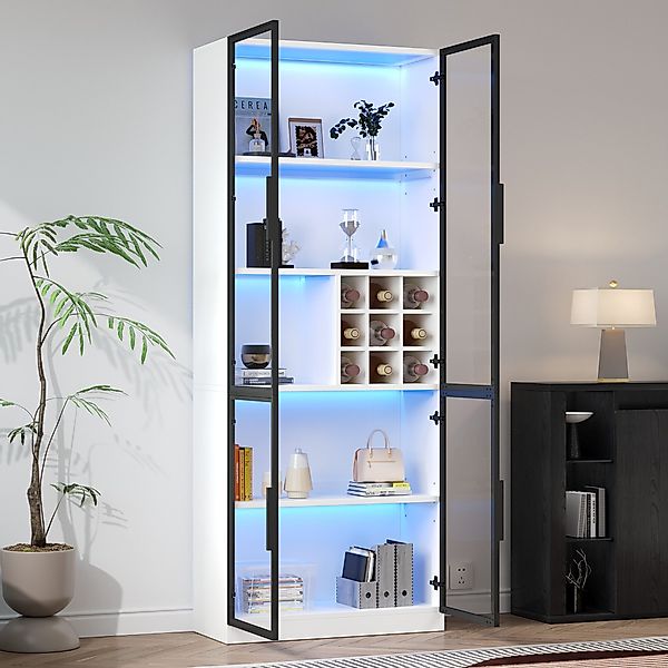 STILVORA Vitrine mit LED-Licht,Hochschrank Standvitrine mit günstig online kaufen