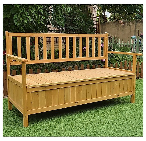 Feel2Home Gartenbank Gartentruhe Sitzbank Braun Holzbox Auflagenkiste Aufbe günstig online kaufen