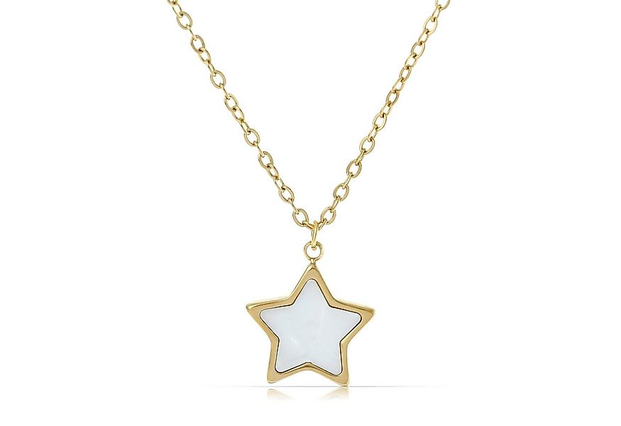 Made by Nami Kette mit Anhänger Damen mit Perlmutt Anhänger Stern oder Mond günstig online kaufen