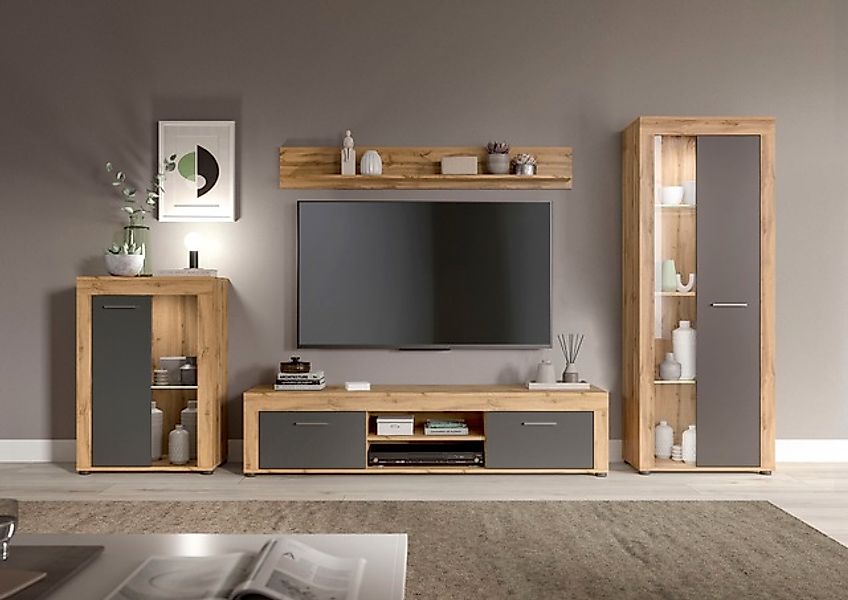 INOSIGN Wohnwand »Aosta, 4-tlg., best. aus: Vitrine, Lowboard, Wandboard & günstig online kaufen