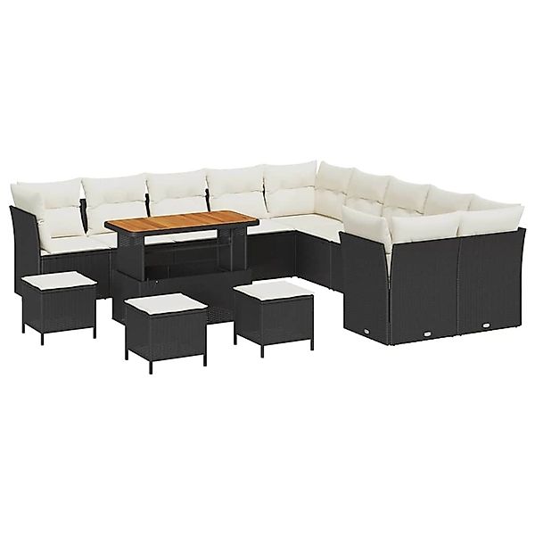 vidaXL Garten-Sofa-Set 14-Tlg Schwarz Poly Rattan 3361550 günstig online kaufen