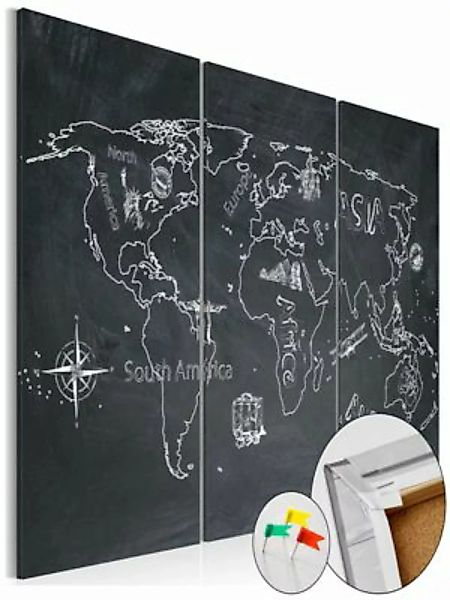 artgeist Pinnwand Bild Travel broadens the mind (triptych) [Cork Map] schwa günstig online kaufen