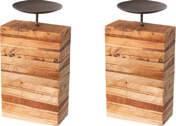 Creativ deco Kerzenhalter mit massivem Holzfuß, 2er Set, Höhe ca. 16 cm günstig online kaufen