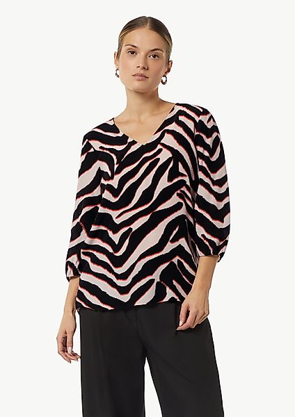 Comma Kurzarmbluse Crêpe-Bluse mit kurzen Ballonärmeln günstig online kaufen
