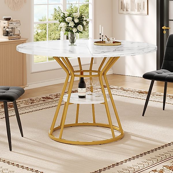KLAM HOME Esstisch Weiß mit metallbein günstig online kaufen
