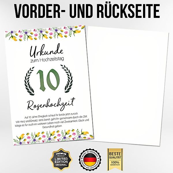 Tigerlino Poster 10. Hochzeitstag Geschenk Urkunde günstig online kaufen