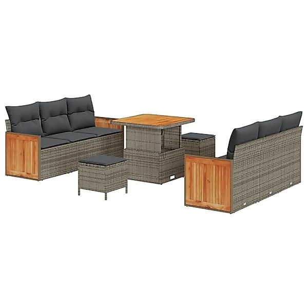 vidaXL Gartensofa-set mit Kissen 11-Tlg Grau Poly-Rattan 3365208 günstig online kaufen