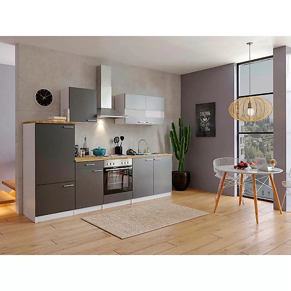 Respekta Küchenzeile ohne E-Geräte 270 cm Grau-Weiß günstig online kaufen