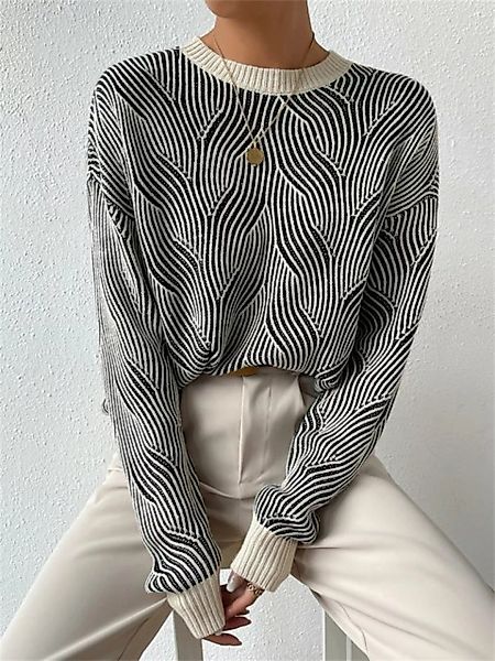 AFAZ New Trading UG Langarmshirt Strickpullover für Damen mit Jacquardmuste günstig online kaufen