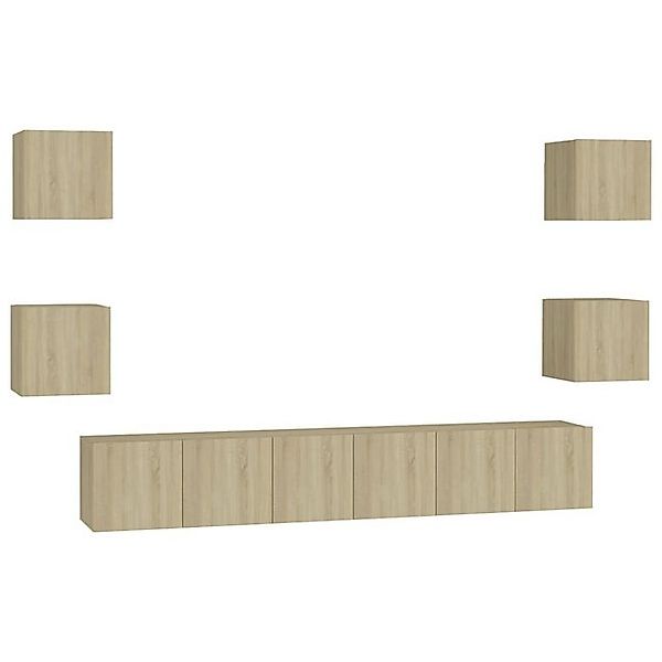 furnicato TV-Schrank 7-tlg. TV-Schrank-Set Sonoma-Eiche Holzwerkstoff (1-St günstig online kaufen